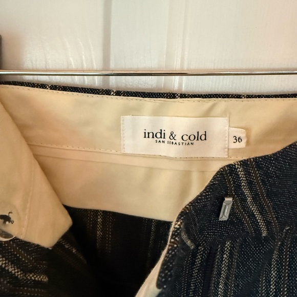 Indi&Cold Wide Leg Pinstripe Trousers - Navy & Grey Size 36/4 - Picture 6 of 9